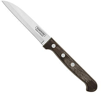Tramontina - Cuchillo para Frutas y Verduras - Polywood con Lámina de Acero Inoxidable y Mango de Madera Tratada - Castaño - 9 cm