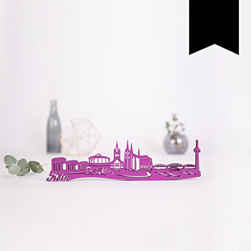 Kleinlaut 3D Deko Skyline aus Holz - Köln - Wähle Stadt, Farbe & Größe - Schwarz - Größe: 25 x 6,5 cm