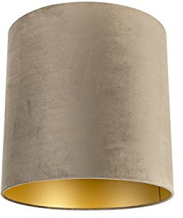 Qazqa Modern Lampenschirm - Cilinder Velours - Taupe, supports-e27, diameter 40 centimeter