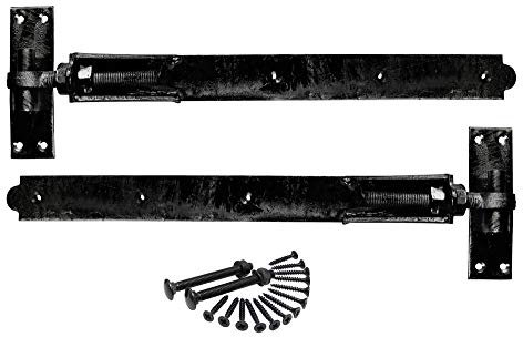 Charnières de portail réglables ultra résistantes - 1200 mm - Avec crochet et bande - ABH1200B - Noir époxy - Toutes les fixations - 1 paire - Livraison gratuite le jour ouvrable suivant