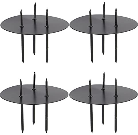 4 x Kerzenhalter schwarz Metall D=8 cm Triple 3 Picks Kerzenpick Adventskerzenhalter Stumpenkerzen Adventskranz 4 Stück