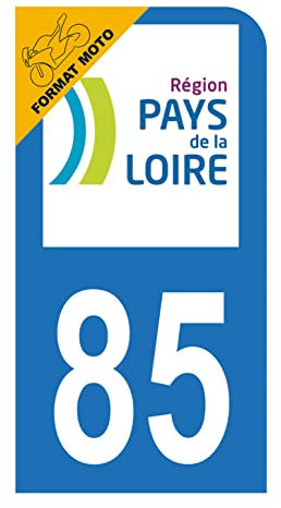 Hadexia Aufkleber für Nummernschild, Motorroller, Departement 85, Vendée, Logo Region de la Loire