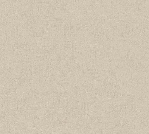 Livingwalls Tapete Beige Einfarbig Uni 381971 Leicht Glänzend Vliestapete für Wohnzimmer 10,05x0,53m Made in Germany