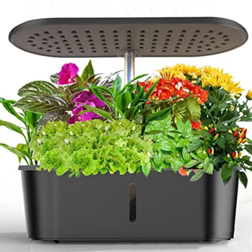 LED Grow Lights for Indoor Plants, Smart Garden Planter for Home and Kitchen with Integrated LED Light & 12/14 H Timer, Height Adjustable for Indoor Seedling Growing Bloom Hydroponic,Black