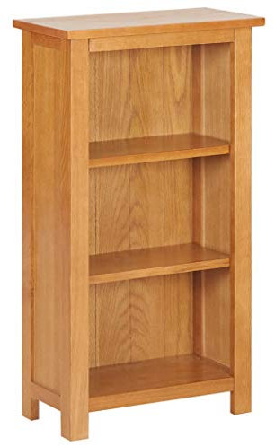Gecheer Bookcase Bookshelf Wooden Book Shelf Media Storage Display Shelf Organiser Unit Cupboard with 3 Shelves 45x22,5x82 cm Solid Oak Wood