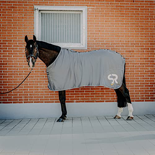 Sunride Abschwitzdecke für Pferde (Boston) aus Softshell mit Fleece - schnelltrocknend, reflektierend und schmutzabweisend (115 cm, grau)