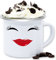 Emaille Tasse Blechtasse - Karneval Fasching Tassen - Partner-Kostüm Milch für Sie - Milky & Chocolate Riegel Schoki Schokoriegel Milk Schokoladenriegel - 300 ml - Weiß Silber - und schokolade