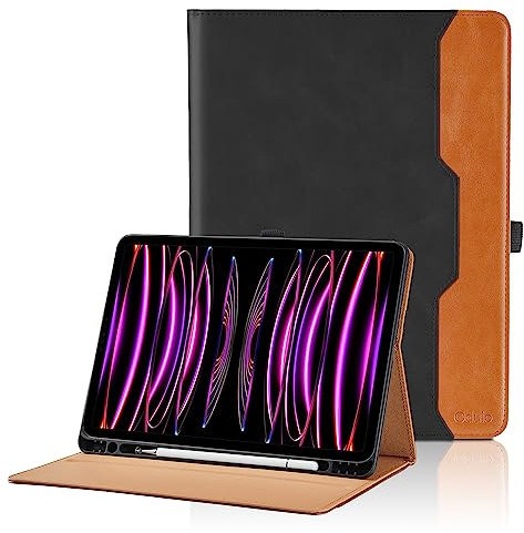 Coque pour iPad Air 11 Pouces 2024 / iPad Pro 11'' 2022/2021/2020 (4/3/ 2 ème) / iPad Air 5/4, PU Cuir Cover Tablette Housse de Protection Auto Réveil/Sommeil, Multi-Angle Étui avec Poche - Noir