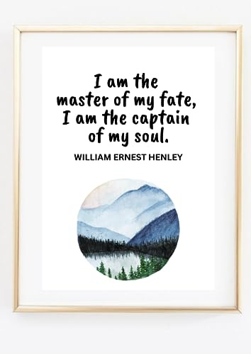 Din A4 Kunstdruck ohne Rahmen - Zitat William Ernest Henley - I am the master of my fate, captain of my soul - Motivation Bild Poster