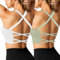 Crewhpo Sportbh Damen Gepolstert Sport-bhs Ohne Bügel Rückenfreier Fitness Bustier Cross Back Design Mit Polstern Nahtlose Sportunterwäsche für Yoga Fitness Pilates Gym S-XL