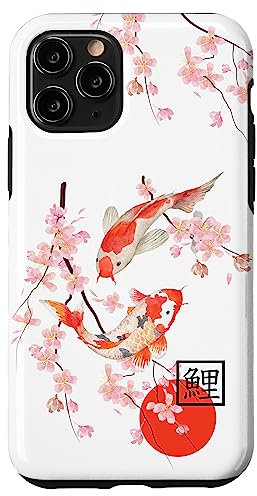 Kirschblüten Koi Karpfen Fisch Japanische Sakura Grafik Kunst Hülle für iPhone 11 Pro
