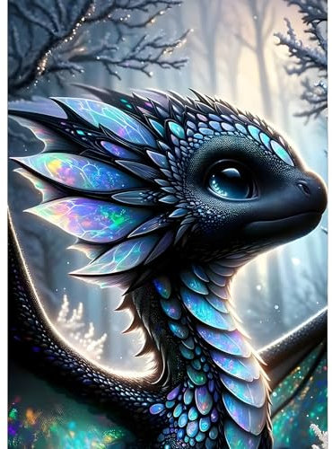 QINRUBB 5D Dragon Coloré Peinture Diamant Painting Kit, DIY Art du Diamant Complet Kits, Pays des Rêves Diamond Art Strass Point de Croix Painting pour Adultes Débutants Maison Décoration 30X40cm