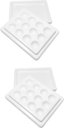 FRCOLOR 2 Pcs Ceramic Palette Nail Color Mixing Pallete Nail Paint Display Plate Pearlescent Nail Polish Mixing Palette Nail Gel Polish Manicure for Salon White Melamine Imitation Ceramic