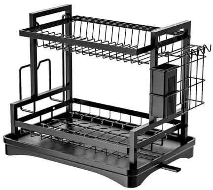 Escurridor de platos, estantería de alambre, estantes de almacenamiento industrial, multiusos, para maximizar el espacio, organizador de almacenamiento de acero resistente para oficina en casa (42 x
