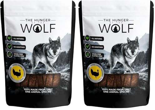 The Hunger of the Wolf Hundesnack für Hunde Aller Rassen, 100% Putenfleisch - 0.2 kg (Packung mit 2)