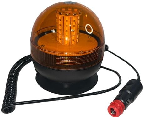 Rotativo Luz LED Estroboscópica Impermeble 12V - 24V | Faro Rotativo magnético 60 LED SMD Luz de Emergencia Homologado ECE R10 EMC , 3 Modos de Iluminación - Flash de Rotación 360º, Pirulo Tractor