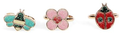 dotcomgiftshop Glitter rings (set of 3) - Ladybird