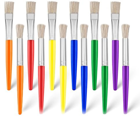 12 Stück Pinsel Bunte Malpinsel Große Dicke Pinsel für Acrylfarbe Waschbare Farbe