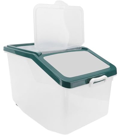 Fockety Conteneur de stockage de riz, conteneur de stockage de farine de 25 kg avec tasses à mesurer, conteneur de stockage de nourriture pour céréales, aliments pour animaux de compagnie