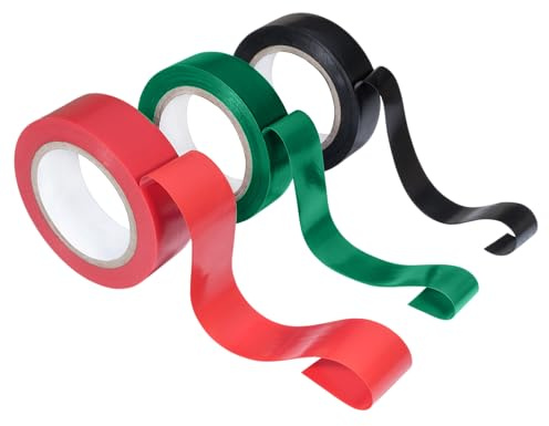 3 Rollen Isolierband, hohe Dicke 0,18 mm – 17 mm x 6 m – Rot Schwarz Grün – PVC schwer entflammbar – hoher Schutz – für elektrische Isolierung, Reparatur und Identifizierung – Verwendung im Innen- und