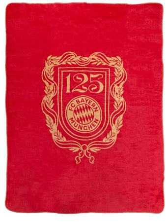 FC Bayern München I Fleecedecke I Sofadecke I 125 Jahre I 150 x 200 cm I Rot/Weiß