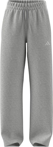 adidas Women's Essentials 3-Stripes Open Hem Fleece Pants, Light Grey Heather/White, XXL Short