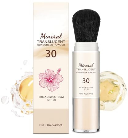 Mineral Sunscreen Setting Powder, SPF 30 Natürlich Sonnenschutz Fixierpulver, Mineral Sonnenschutz Puder mit Matte Finish, ÖlKontrolle & Langlebig Loose Face Powder, Wasserfest Puder Makeup