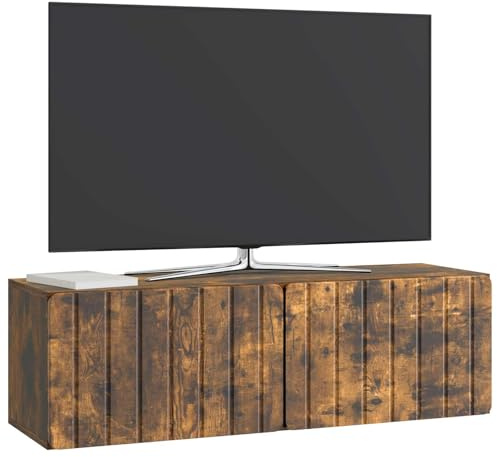 vidaXL Wandmontierter TV-Schrank Geräucherte Eiche 98 x 31 x 30 cm, Wohzimmer, rechteckiger, moderner Wandschrank, stylischer TV-Ständer, viel Stauraum für Dein Zuhause