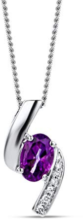 MIORE Amethyst kette für Damen aus 9 Karat 375 Weißgold 45 cm Goldkette