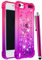 CAIYUNL Schutzhülle für iPod Touch 7. Generation, Touch 6. / 5. Generation, für Mädchen, Frauen, Kinder, Glitzer, glitzernd, glänzend, flüssig, schwimmend, transparent, TPU, für iPod 7/6/5, Rosa/Lila