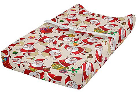 ABAKUHAUS Weihnachten Wickelkissen Wikelauflagenbezug, Cartoon Weihnachtsmann, Weiches Wickeltischunterlage mit befestigungs löchern, Mehrfarbig