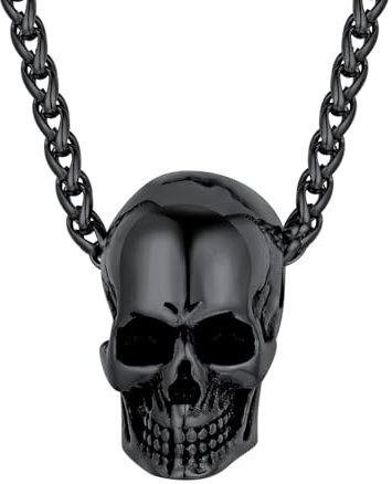 FaithHeart schwarz Skull Kette herren Kette mit Totenkopf Anhänger mit Geschenkebox für Kinder und Jugendlichen