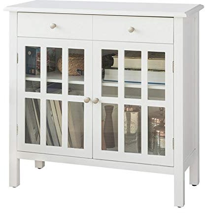 SoBuy FSB23-W Mueble Entrada Recibidor Aparador Cocina con 2 Cajones y 2 Puertas 80 x 34 x 80 cm ES