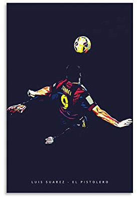 Luis Suarez Poster Fußball Sport Poster 6 Leinwand Wanddekoration Kunst Gemälde Druck für Büro Wohnzimmer Wohnheim – Geschenke für Freund Mann 30 x 45 cm