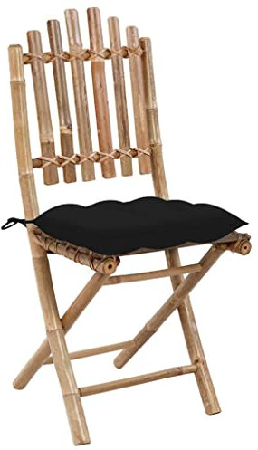 vidaXL 2X Gartenstuhl Klappbar mit Kissen Essstuhl Klappstuhl Klappstühle Stuhl Gartenstühle Stühle Terrassenstuhl Balkonstuhl Gartenmöbel Bambus