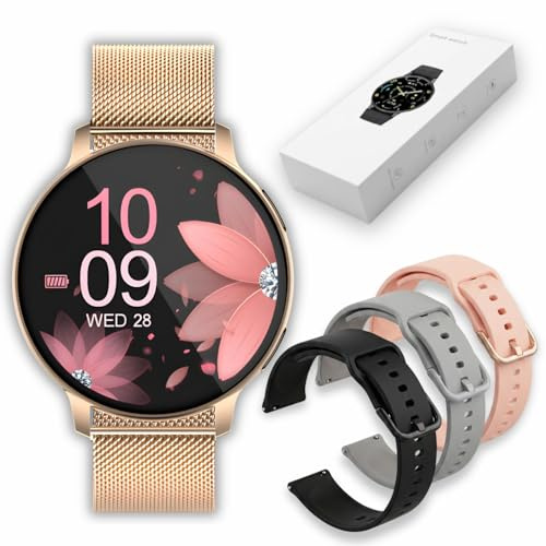 Revono Smartwatch Damen, Telefonfunktion - Round 1.39, Rosegold
