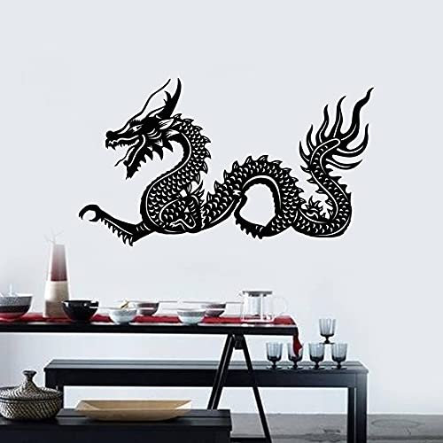XIAOHUKK Chinesischer Drache Vinyl Wandtattoo Asiatische Fantasy Art Vinyl Aufkleber Wasserdichte Tapete Aufkleber Wandbild DIY