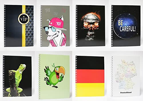 8x ADINA Premium Collegeblock Kollegblock A4 80 Blatt 90g/qm liniert mit Doppelrand Lin27