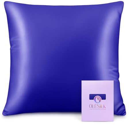 OLESILK Seide Kissenbezug Kissenhülle Haar- und Hautpflege mit Reißverschluss 16 Momme 1 Stück Blau 80x80cm