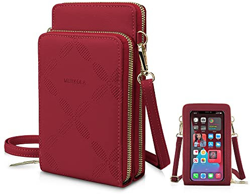 MUIIKOLA Kleine Handy Umhängetasche,Touchscreen Crossbody kleine Handytasche, Multifunktion Damen Umhängetaschen PU Leder Handytasche für iPhone 13/13Pro Max/12/XR, Samsung Galaxy S22/S21/FE