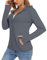 TACVASEN Damen Rash Guard Sommer UV Sonnenschutz Shirt Full-Zip Funktionsshirt Atmungsaktiv Laufshirt Kapuzenjacke (M, Dunkelgrau)