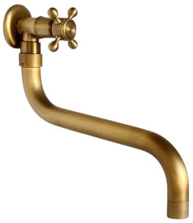 KOPYFANTAP Antique Robinet Exterieur Jardin G1/2, Robinetterie Mural Rétro en Laiton, Pivotant à 180° Vintage Mural Montage Froid Long Robinets pour Cuisine Bain Jardin