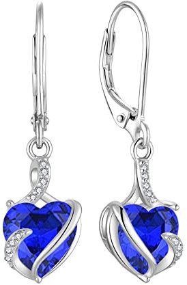 FJ Damen Ohrringe September Geburtsstein 925 Sterling Silber Hängend Saphir Ohrringe Unendlichkeit Infinity Schmuck Geschenke für Damen Frauen Mutter Freundin Mama