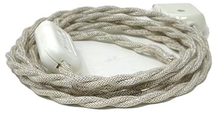 Cablaggio per Lampada Abat-Jour con cavo elettrico tessuto. Colori Vari. (Treccia Canvas Beige)