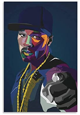 Enartly Bild Auf Leinwand 50 Cent Leinwand Wandkunst Wohnzimmer Poster Schlafzimmer Dekor Malerei 60x90cm Kein Rahmen