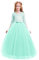 IWEMEK Enfants Fille Robe de Carnaval Princesse Longue en Dentelle avec Bowknot Demoiselle d'honneur Robe de Soirée Mariage Robe de Première Communion Anniversaire Fête 20 Vert Menthe 5-6 Ans