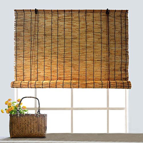 WORDFUN Fenster-Rollo Bambus, Sichtschutz Gartenzaun, Robuster, Mehrere Größen, Lichtdurchlässig, Sonnenschutz, Trennwand Für Garten, Terrasse, Balkon, Indoor, Bambus Rollo Für Außen