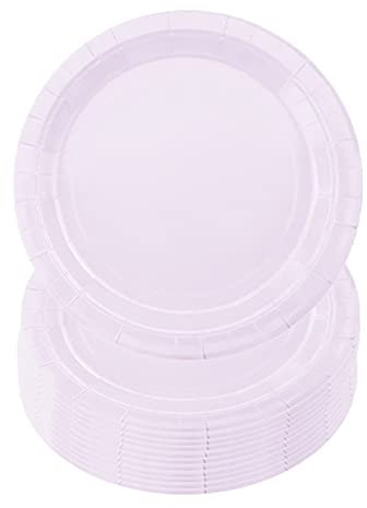 16PCS Light Purple Paper Plates 23cm,Disposable Paper Plates 9 inch Solid Color Paper Round Dinner Plates Tableware Party Plates for Birthday,BBQs,Christmas,Picnic,Kids Shower Party Plates Supplies