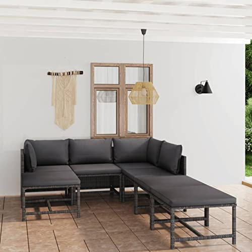 Yolola gartenmöbel Lounge Set Rattan Gartenmöbel Ecklounge Sofa Rattan Outdoor Gartenlounge Terrasse Gartensofa Eckbank Tisch Gartengarnitur Terrasse Sitzecke Eckgarnitur -Grau-7-tlg