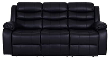 Dante Furniture Loma 3 Seater Leather Recliner Sofa (Black)